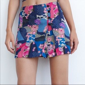 Zara Multicolored Satin Floral Mini Skirt - NEW WITH TAGS